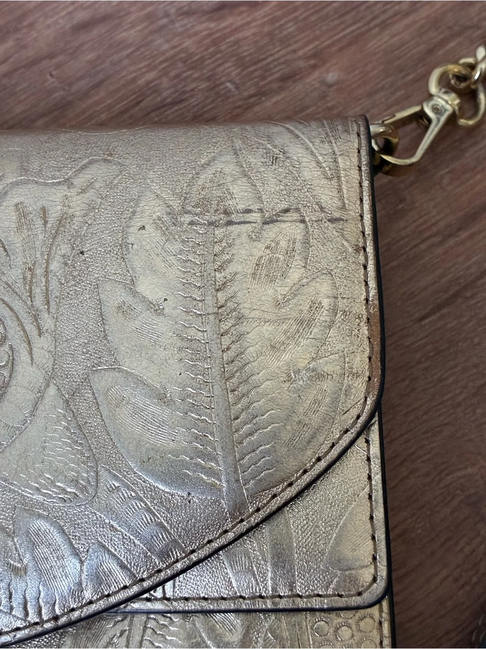 Michael Kors Metallic Embossed Leather Clutch Crossbody